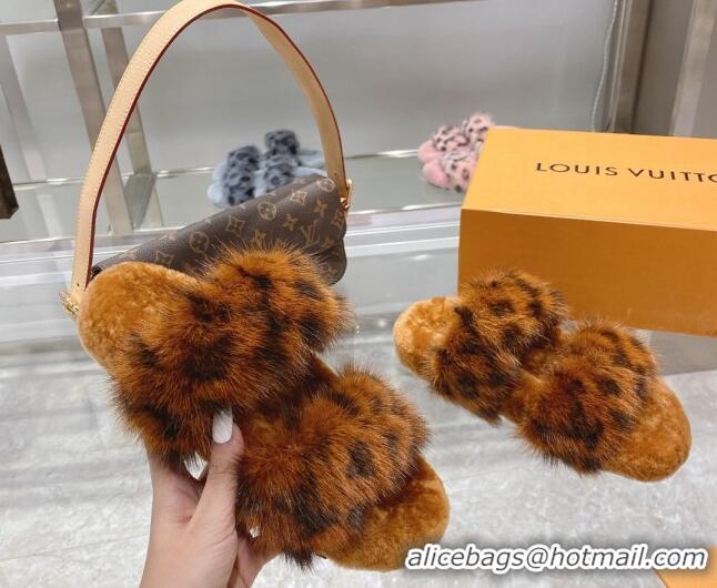 Best Design Louis Vuitton Bom Dia Mink Fur Flat Mules 111751 Brown