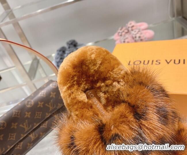 Best Design Louis Vuitton Bom Dia Mink Fur Flat Mules 111751 Brown