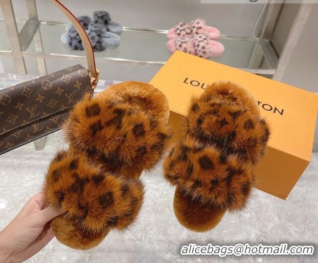 Best Design Louis Vuitton Bom Dia Mink Fur Flat Mules 111751 Brown