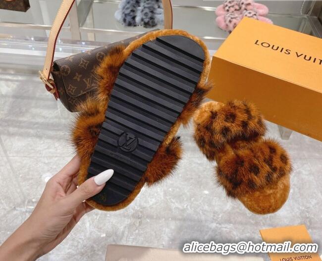 Best Design Louis Vuitton Bom Dia Mink Fur Flat Mules 111751 Brown