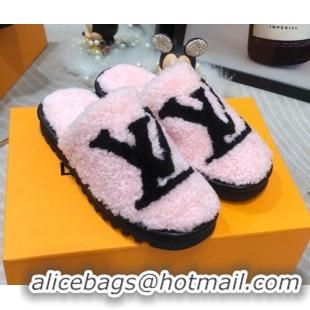 Affordable Price Louis Vuitton Shearling Flat Mules 111756 Pink