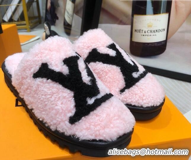 Affordable Price Louis Vuitton Shearling Flat Mules 111756 Pink