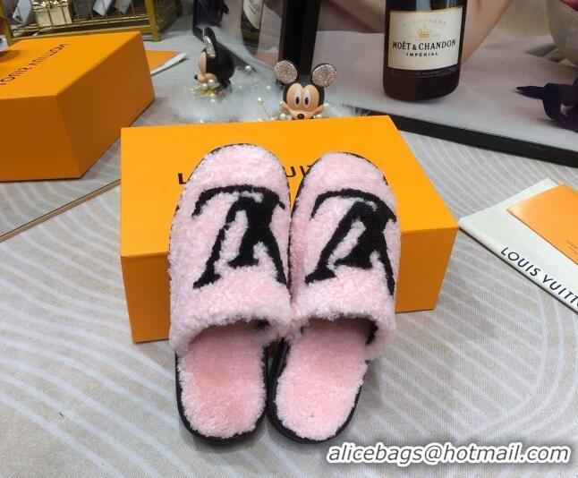 Affordable Price Louis Vuitton Shearling Flat Mules 111756 Pink