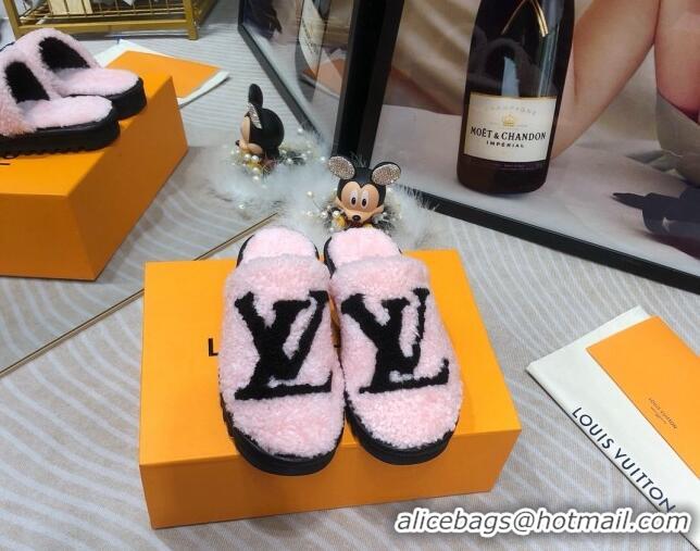 Affordable Price Louis Vuitton Shearling Flat Mules 111756 Pink