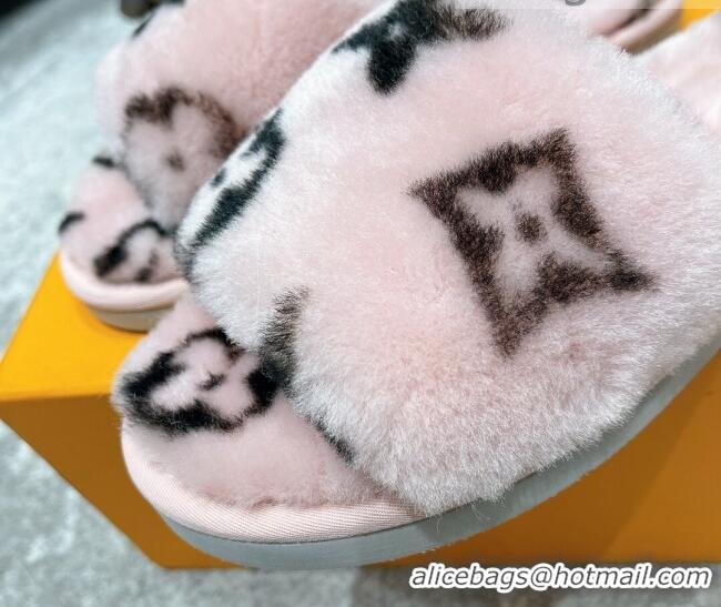 Grade Quality Louis Vuitton Monogram Wool Slide Sandals Pink 111760