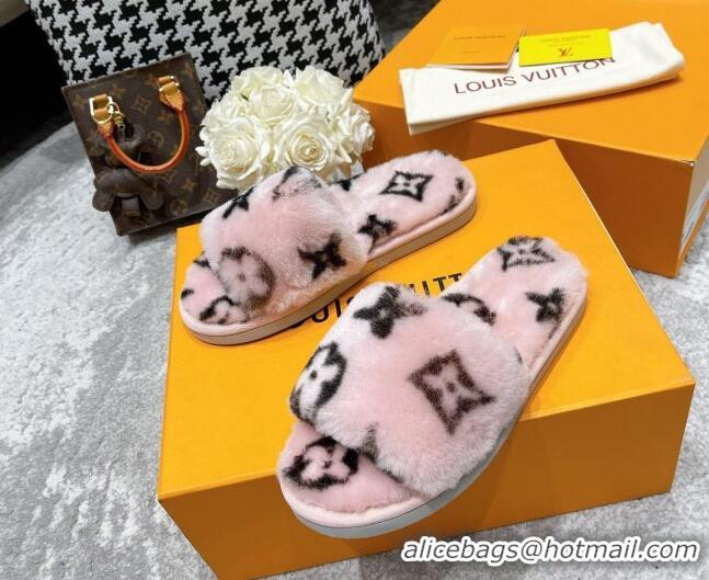 Grade Quality Louis Vuitton Monogram Wool Slide Sandals Pink 111760