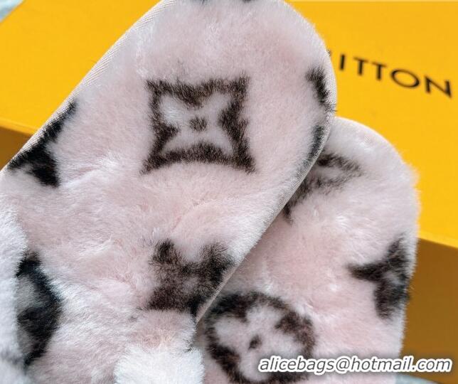 Grade Quality Louis Vuitton Monogram Wool Slide Sandals Pink 111760