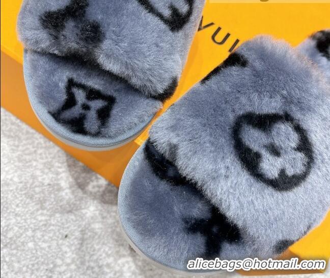 Perfect Louis Vuitton Monogram Wool Slide Sandals 111760 Grey