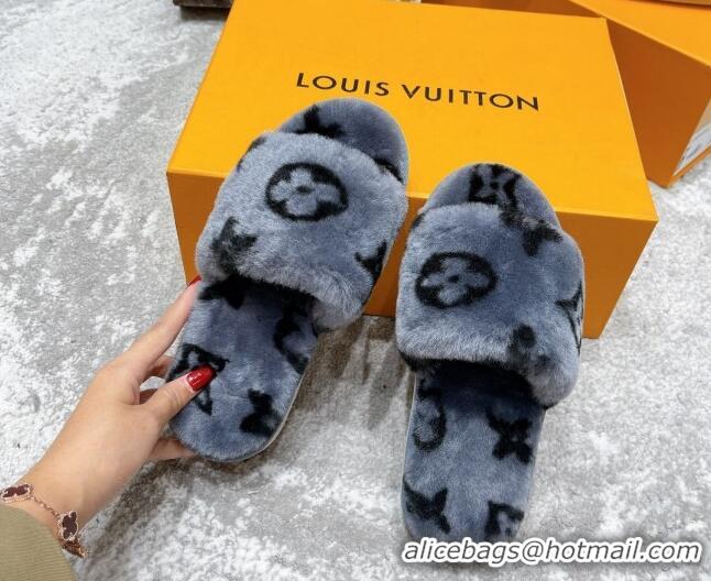 Perfect Louis Vuitton Monogram Wool Slide Sandals 111760 Grey