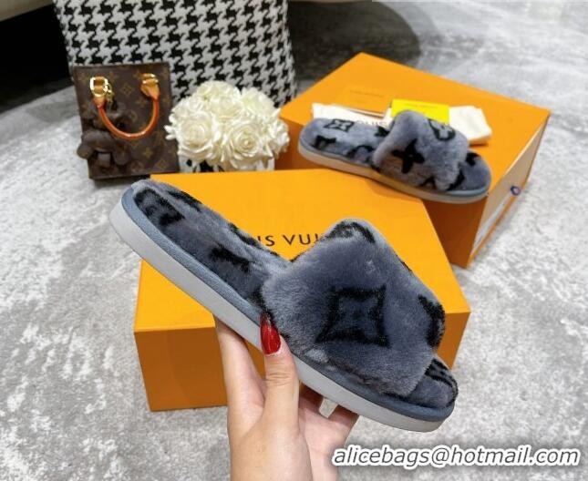 Perfect Louis Vuitton Monogram Wool Slide Sandals 111760 Grey