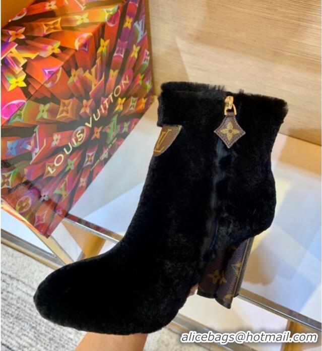 Best Product Louis Vuitton Silhouette Rabbit Fur Ankle Boots 9cm 111766 Black