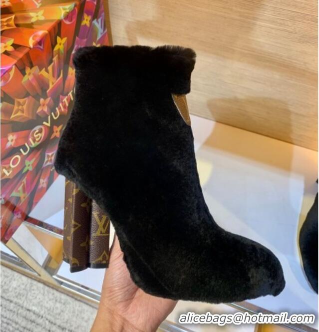 Best Product Louis Vuitton Silhouette Rabbit Fur Ankle Boots 9cm 111766 Black