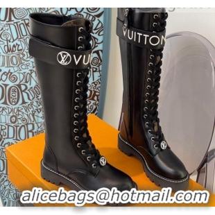 Discount Louis Vuitton Territory Flat High Range Leather Boots 111769 Black