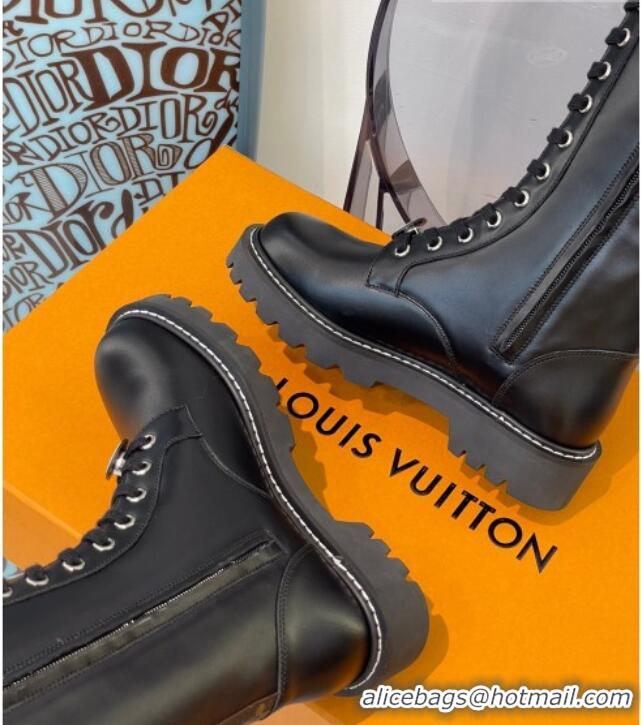 Discount Louis Vuitton Territory Flat High Range Leather Boots 111769 Black