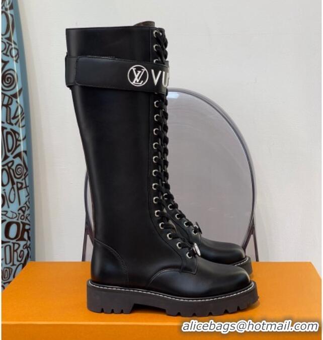 Discount Louis Vuitton Territory Flat High Range Leather Boots 111769 Black