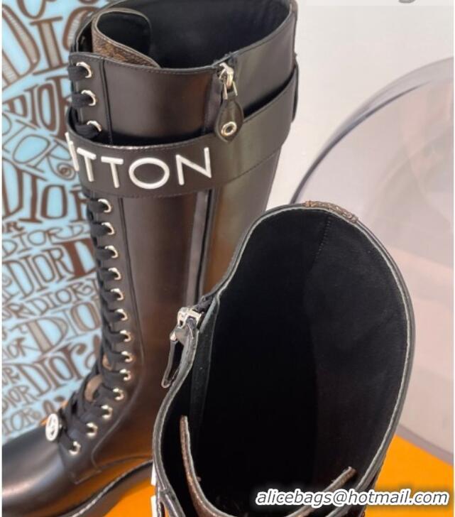 Discount Louis Vuitton Territory Flat High Range Leather Boots 111769 Black