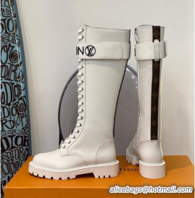 Shop Duplicate Louis Vuitton Territory Flat High Range Leather Boots 111769 White