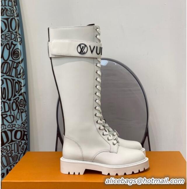 Shop Duplicate Louis Vuitton Territory Flat High Range Leather Boots 111769 White