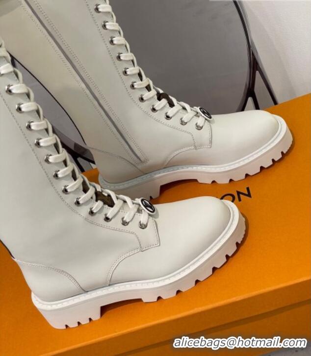 Shop Duplicate Louis Vuitton Territory Flat High Range Leather Boots 111769 White