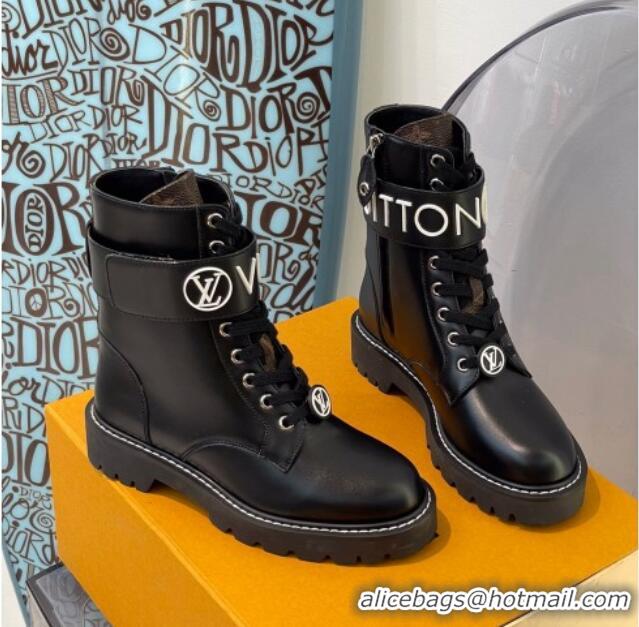 Luxury Louis Vuitton Territory Flat Ankle Range Leather Boots 111771 Black 