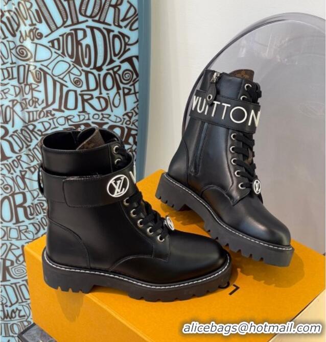 Luxury Louis Vuitton Territory Flat Ankle Range Leather Boots 111771 Black 