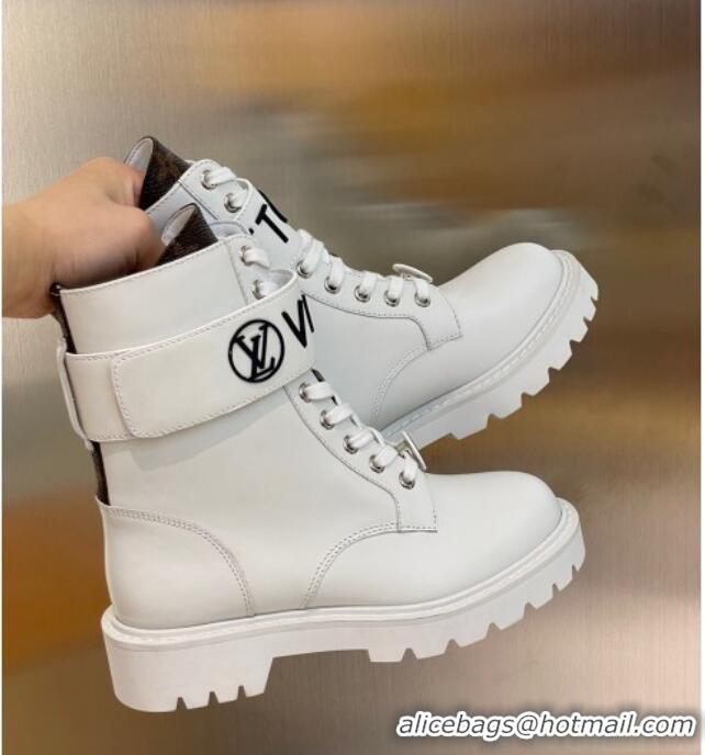 Fashion Louis Vuitton Territory Flat Ankle Range Leather Boots 111771 White