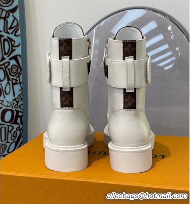 Fashion Louis Vuitton Territory Flat Ankle Range Leather Boots 111771 White