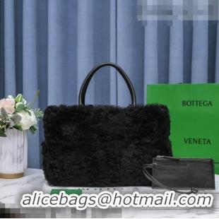 Good Product Bottega Veneta Arco Tote Shearling Bag 652867 Black 2021