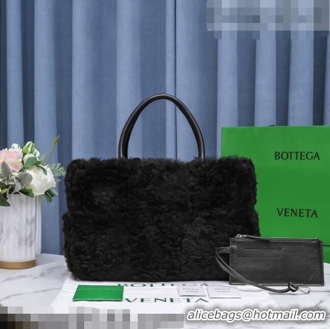 Good Product Bottega Veneta Arco Tote Shearling Bag 652867 Black 2021