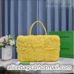 Most Popular Bottega Veneta Arco Tote Shearling Bag 652867 Yellow 2021