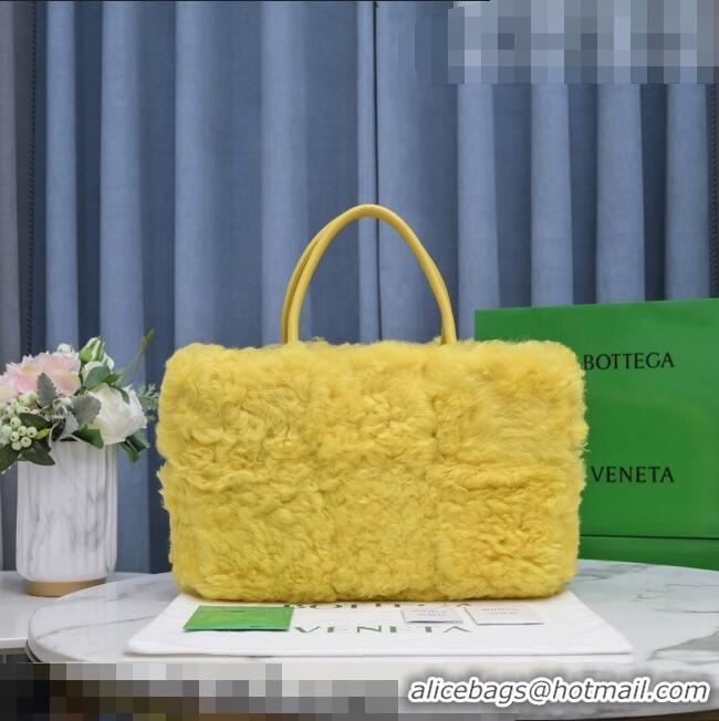 Most Popular Bottega Veneta Arco Tote Shearling Bag 652867 Yellow 2021