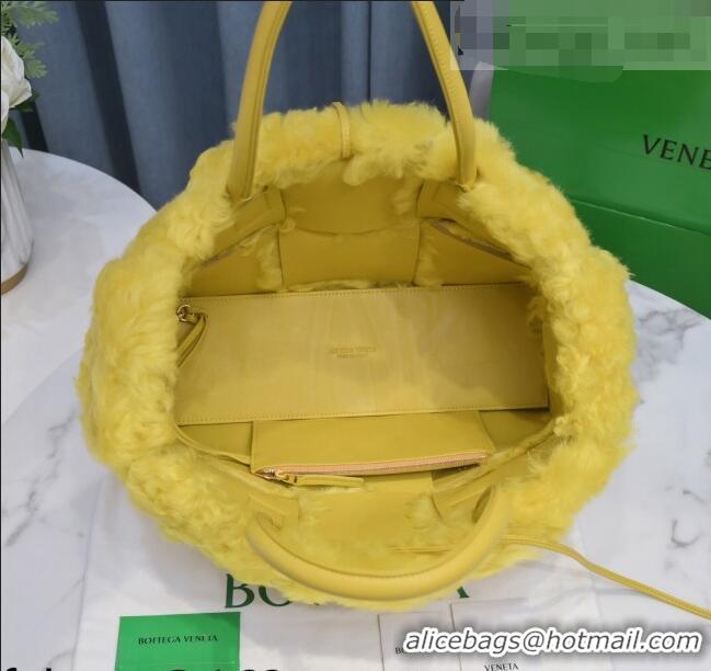 Most Popular Bottega Veneta Arco Tote Shearling Bag 652867 Yellow 2021