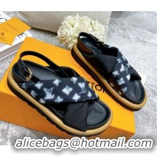 Popular Style Louis Vuitton Pool Pillow Comfort Down Sandals 111778 Navy Blue