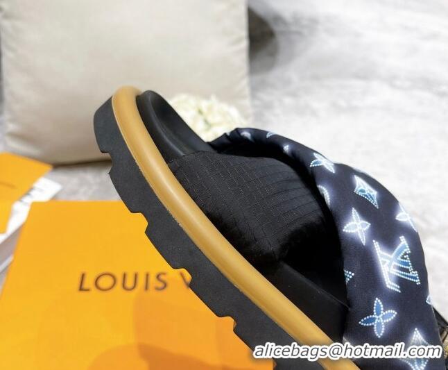 Popular Style Louis Vuitton Pool Pillow Comfort Down Sandals 111778 Navy Blue