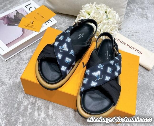 Popular Style Louis Vuitton Pool Pillow Comfort Down Sandals 111778 Navy Blue