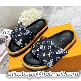 Hot Style Louis Vuitton Pool Pillow Comfort Down Slide Sandals Navy Blue 111782