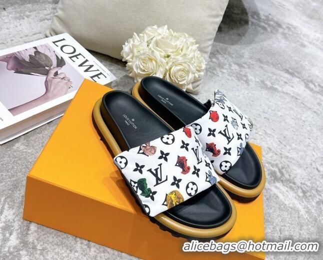 Sumptuous Louis Vuitton Pool Pillow Comfort Down Slide Sandals White 111783