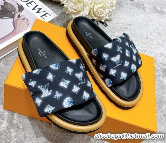 Good Looking Louis Vuitton Pool Pillow Comfort Down Slide Sandals 111784 Navy Blue