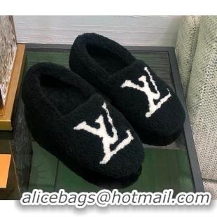 Good Quality Louis Vuitton Shearling Loafers Black 111785