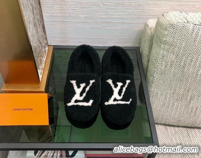 Good Quality Louis Vuitton Shearling Loafers Black 111785