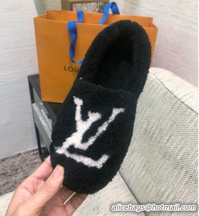 Good Quality Louis Vuitton Shearling Loafers Black 111785