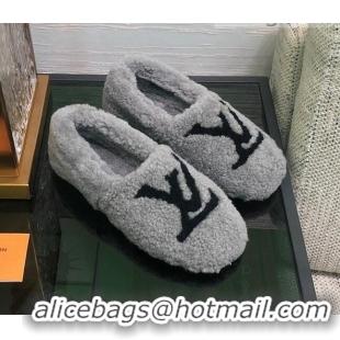 Unique Style Louis Vuitton Shearling Loafers 111785 Grey