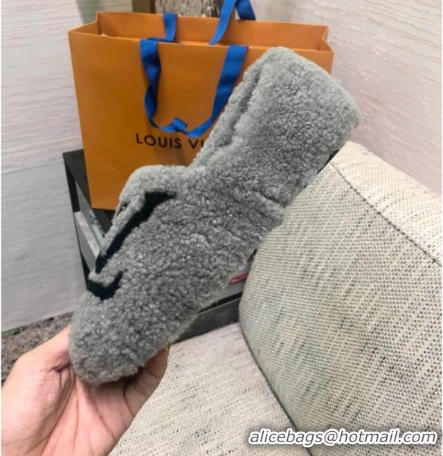 Unique Style Louis Vuitton Shearling Loafers 111785 Grey