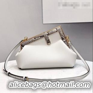 Super Quality Fendi First Small Leather Bag with Snakeskin F FD0238 White 2021