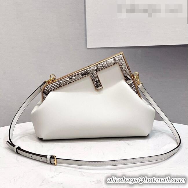 Super Quality Fendi First Small Leather Bag with Snakeskin F FD0238 White 2021