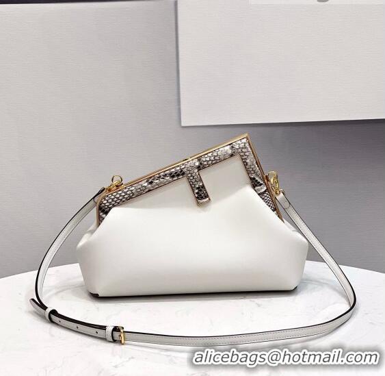 Super Quality Fendi First Small Leather Bag with Snakeskin F FD0238 White 2021