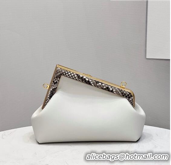 Super Quality Fendi First Small Leather Bag with Snakeskin F FD0238 White 2021