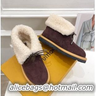 Popular Style Louis Vuitton Pillow Comfort Suede Shearling Ankle Boot Grape 111793