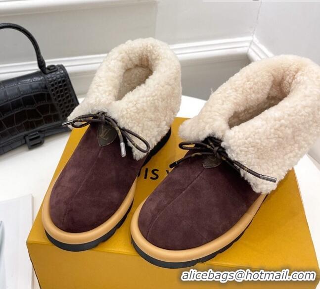 Popular Style Louis Vuitton Pillow Comfort Suede Shearling Ankle Boot Grape 111793