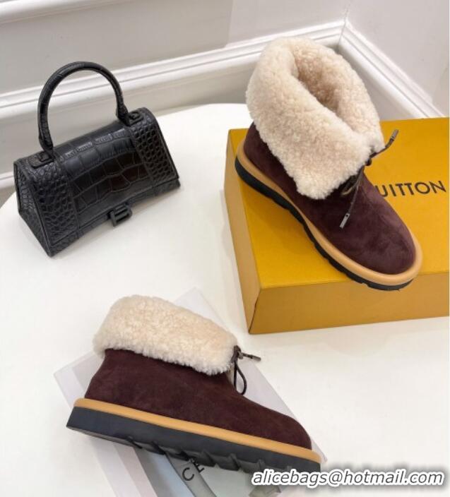 Popular Style Louis Vuitton Pillow Comfort Suede Shearling Ankle Boot Grape 111793